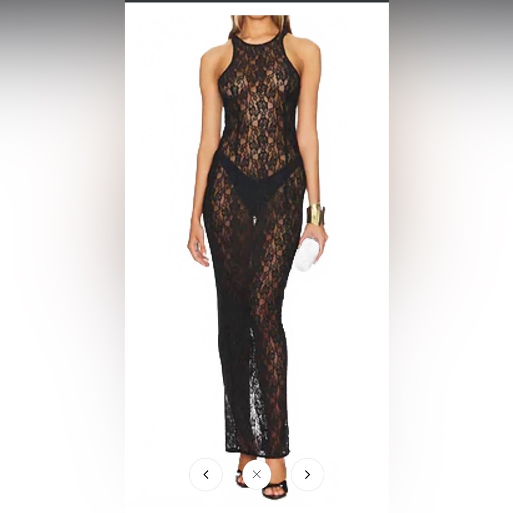 NWT Miscreants Tanya Black Lace Maxi Dress revolve UK 14/ US L festival